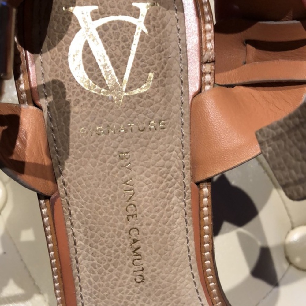 Vince Camuto Signature VI-CADANA genuine Leather wood wedge, size 8.5 - Picture 3 of 14